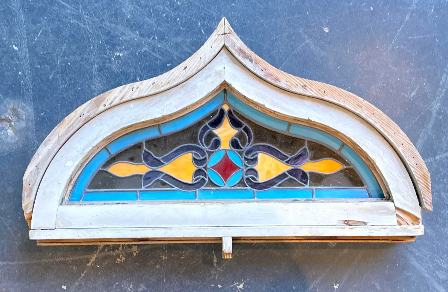Vintage Framed Stained Glass Window - Back view
