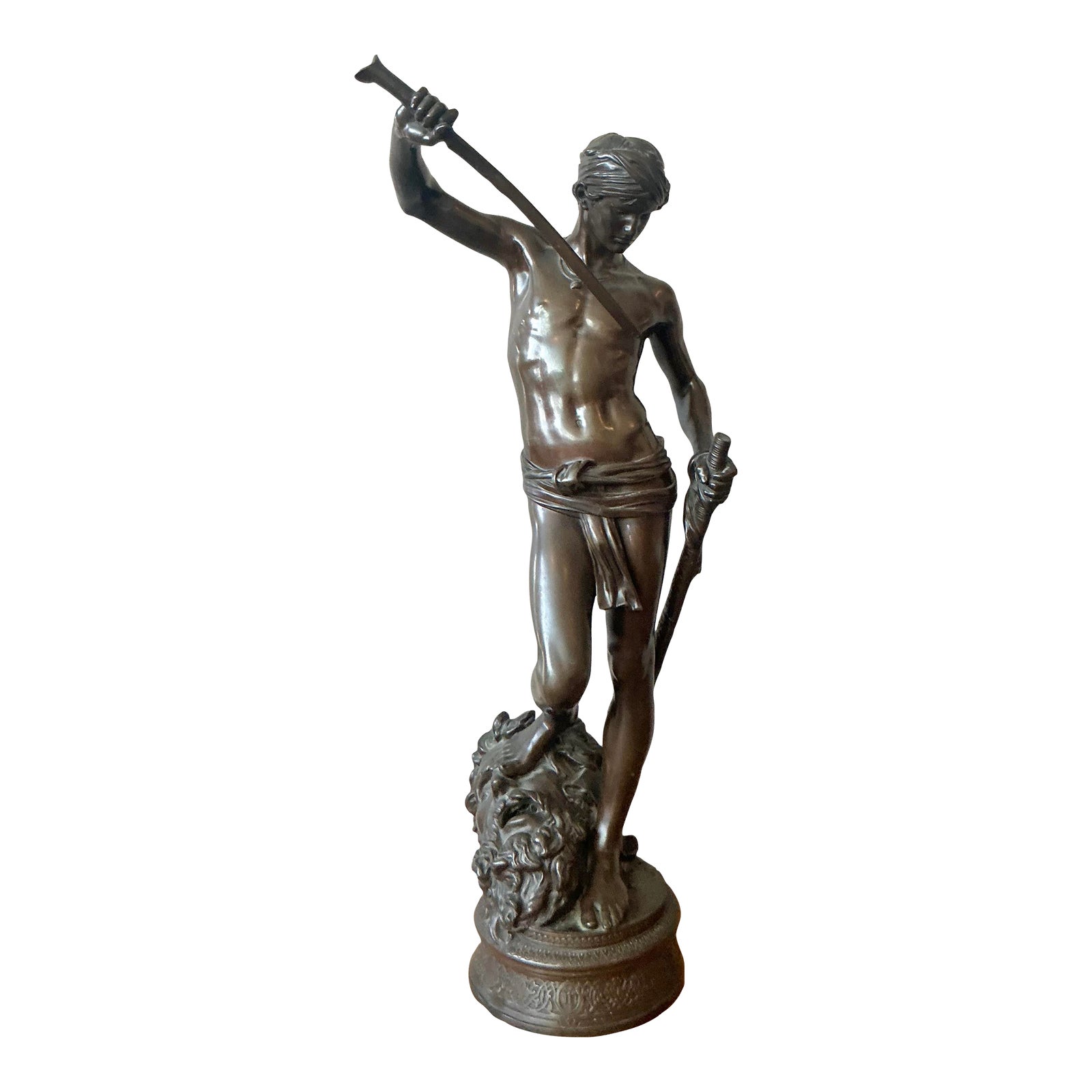 Vintage French Antonin Mercie Cast Bronze “David and Goliath”