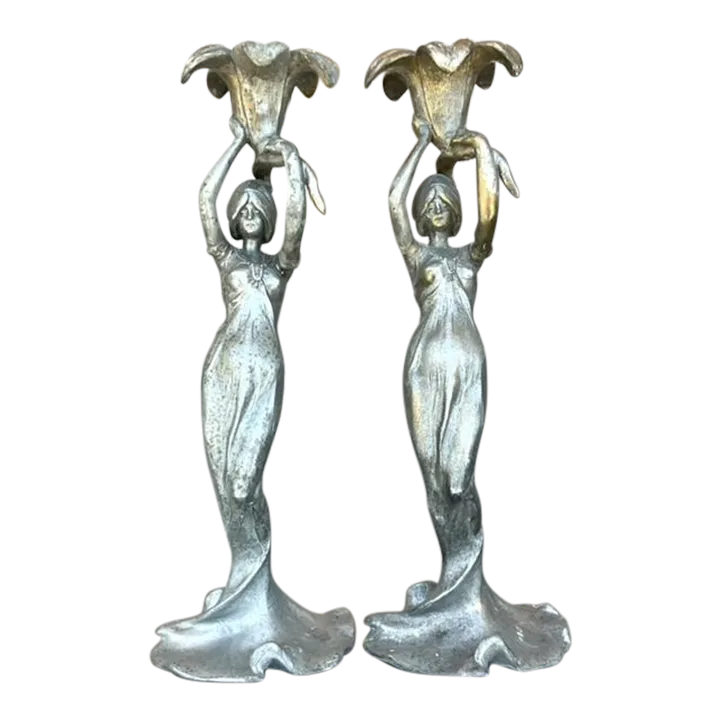 Vintage French Deco Candlesticks After Lucien Alliot- a Pair