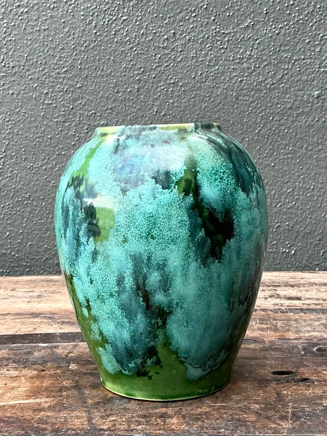 Vintage French Drip Glaze Vase - Back view