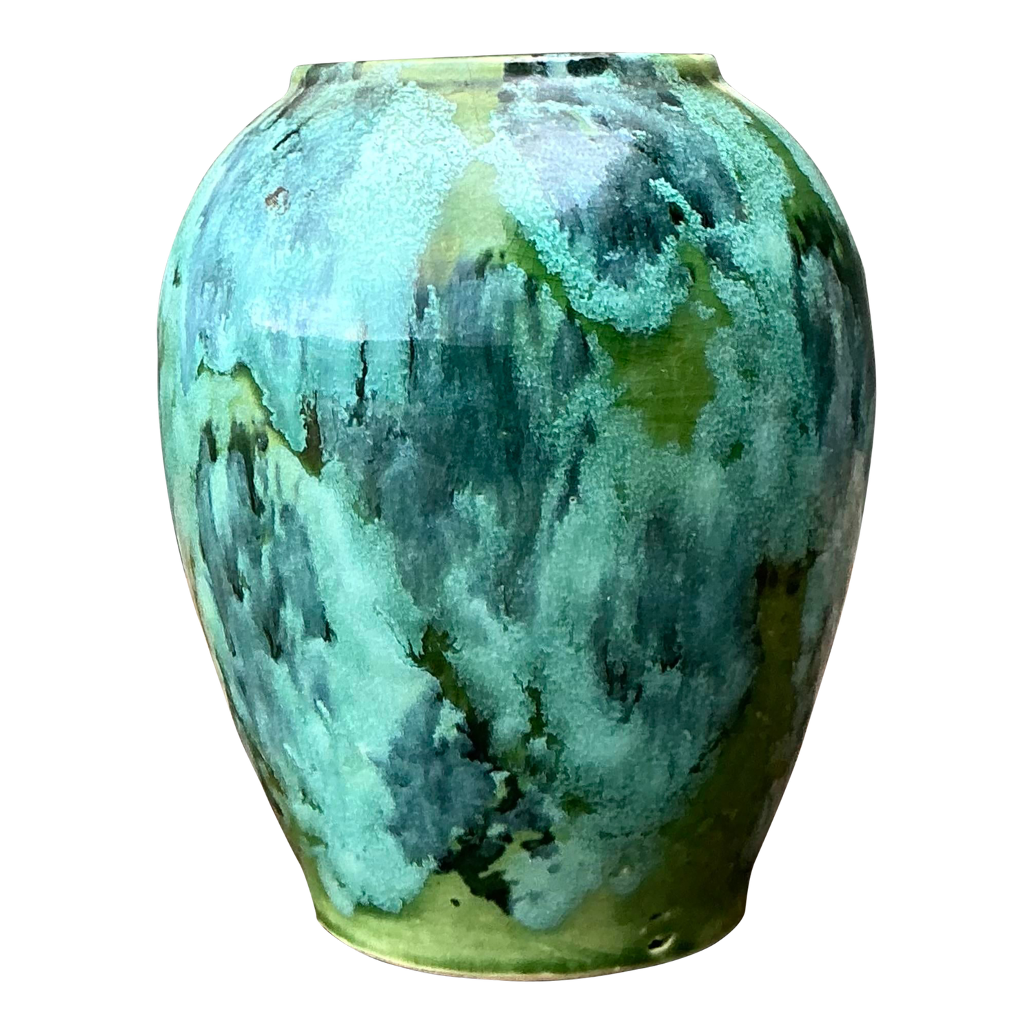 Vintage French Drip Glaze Vase - Detail view