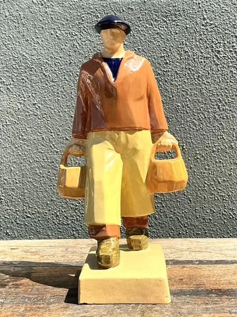 Vintage French Emile Just Bachelet for Henriot Ceramic Fisherman - Detail view