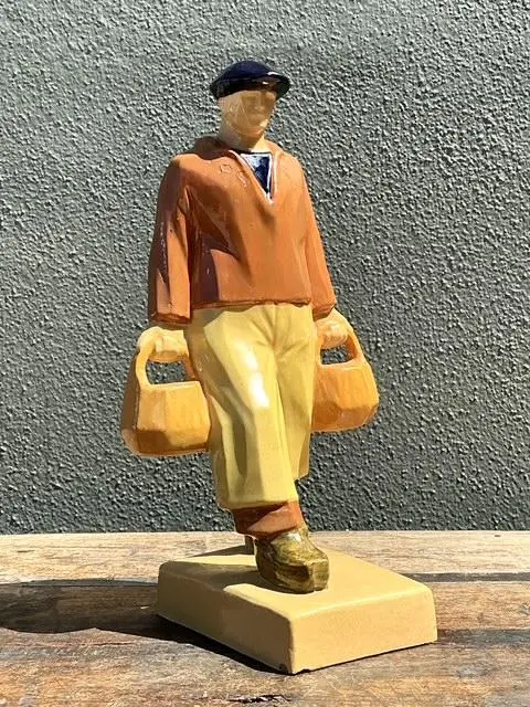 Vintage French Emile Just Bachelet for Henriot Ceramic Fisherman - Back view