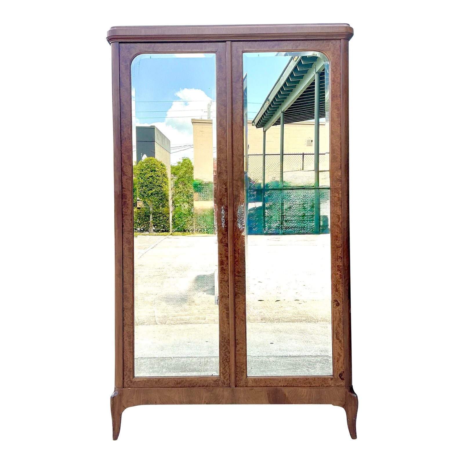 Vintage French Empire Mahogany Mirrored Armoire