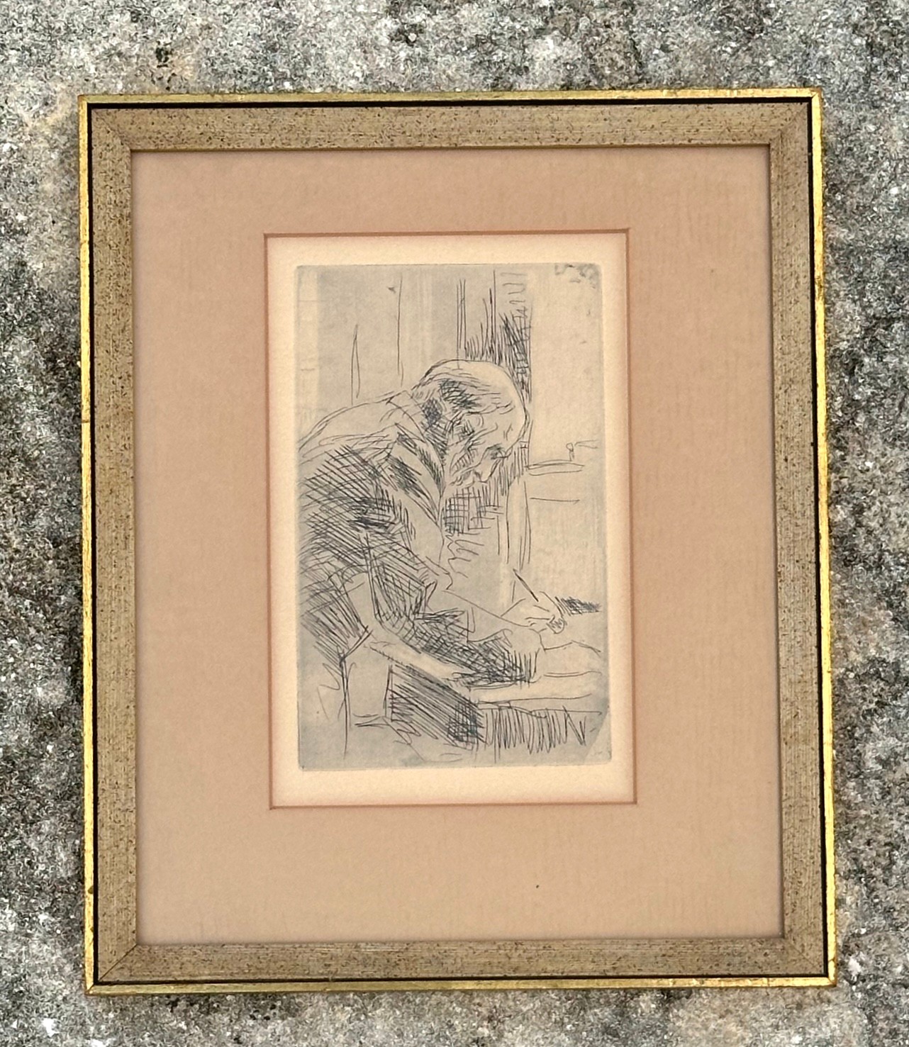 Vintage French Etching by Pierre Bonnard 'Le Bonne Grauier' - Detail view