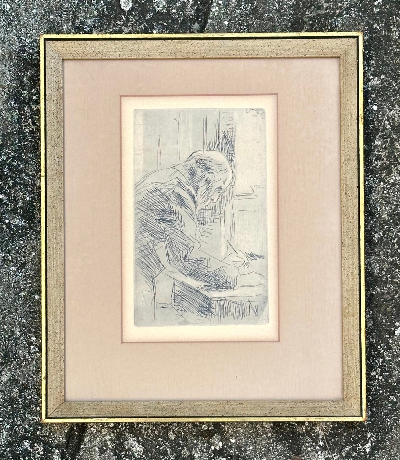 Vintage French Etching by Pierre Bonnard 'Le Bonne Grauier' - Side view