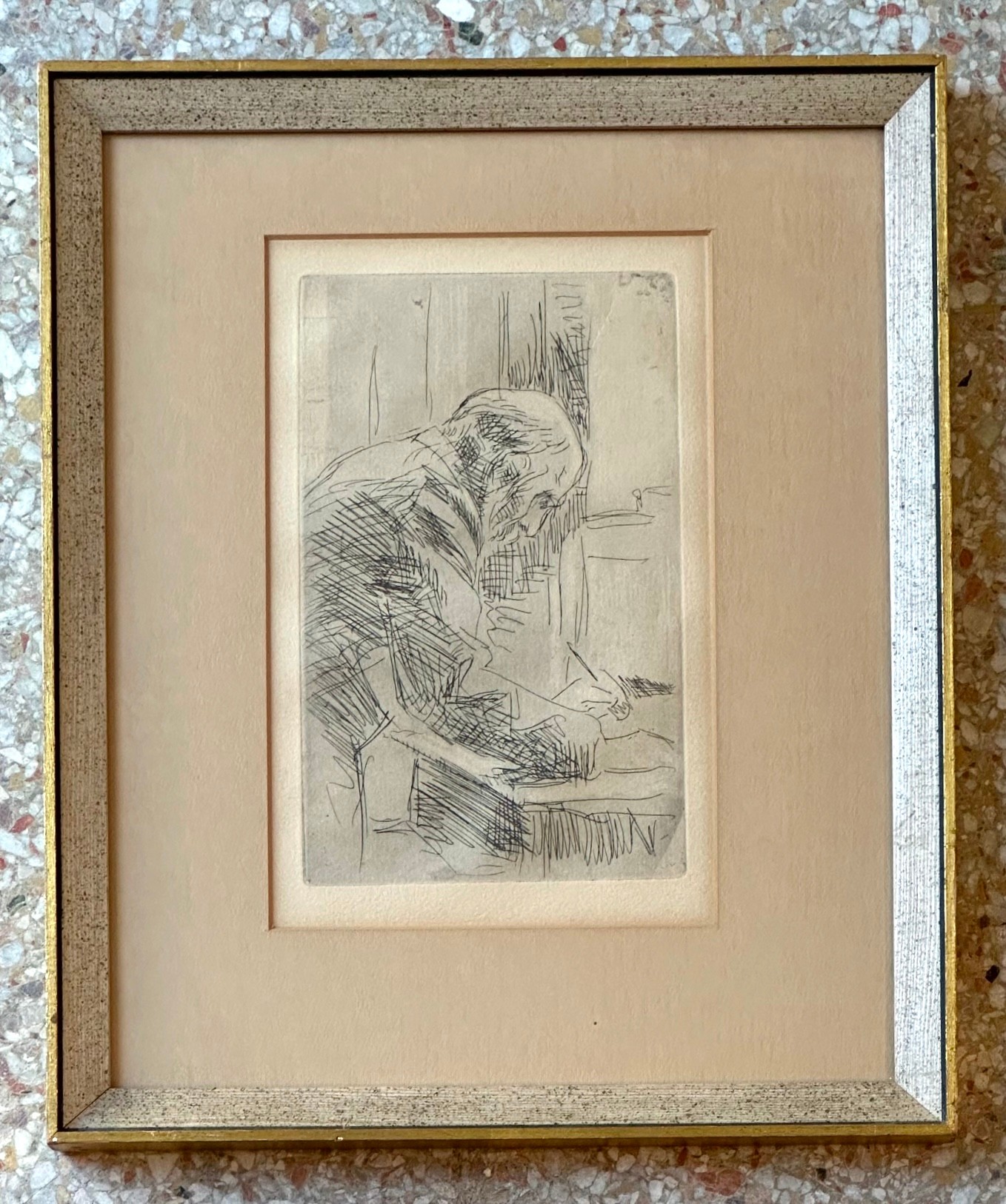 Vintage French Etching by Pierre Bonnard 'Le Bonne Grauier' - Top view