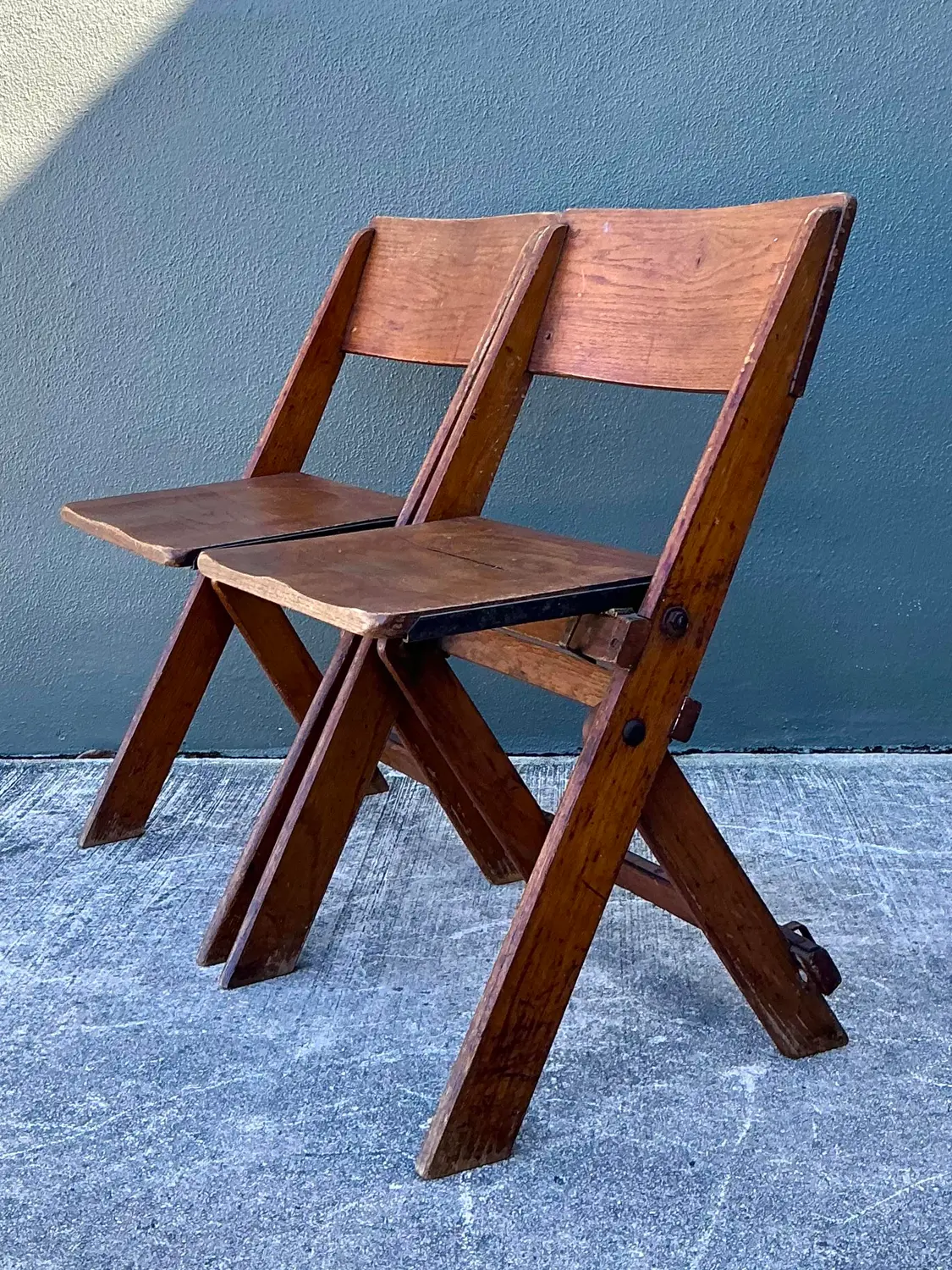 Vintage French Folding Chairs - A Pair - Side view