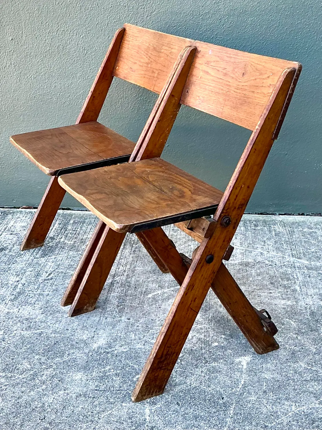 Vintage French Folding Chairs - A Pair - Back view