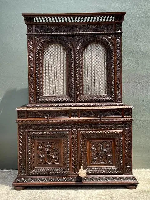 Vintage French Hand Carved Cabinet - Detail view