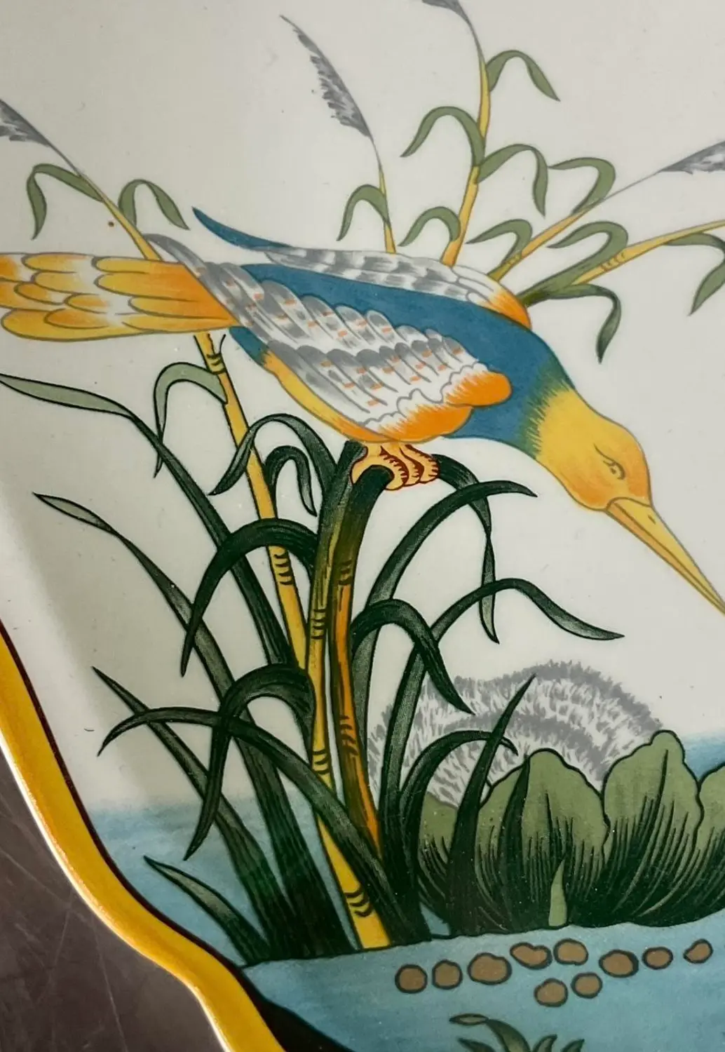 Vintage French Hand Painted Cake Plate - Detail view