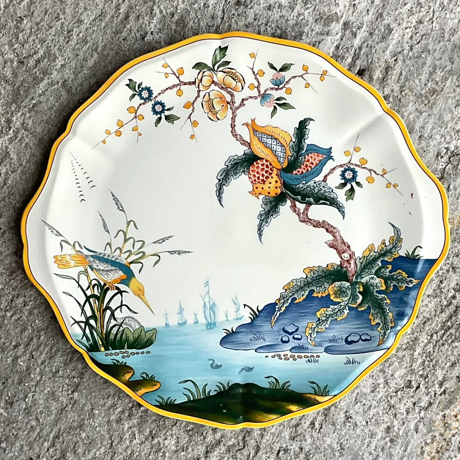 Vintage French Hand Painted Cake Plate - Top view