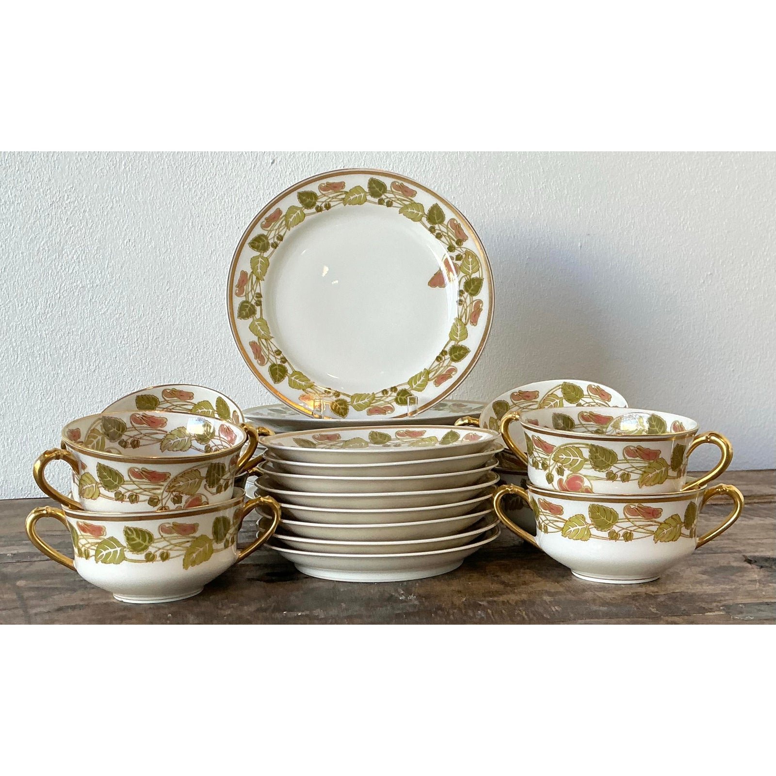 Vintage French Haviland Limoges Dessert Set of 36 - Side view