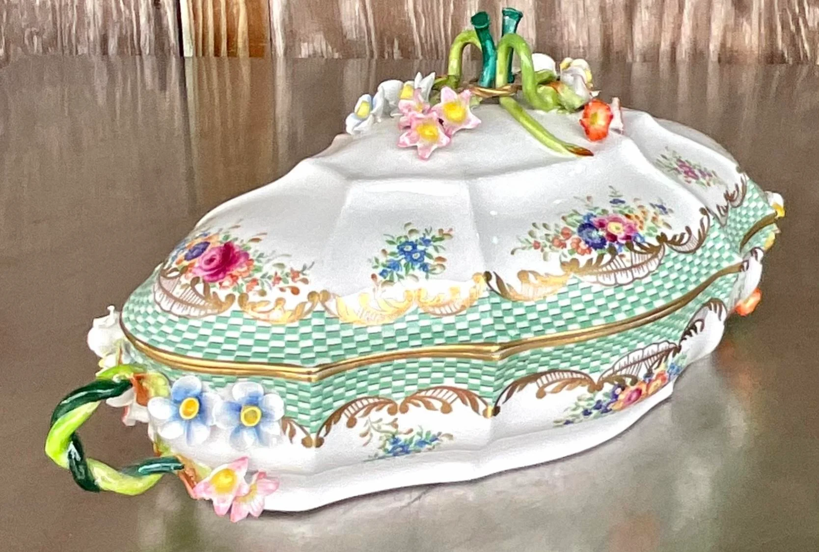 Vintage French Sevres Porcelain Serving Bowl - Back view