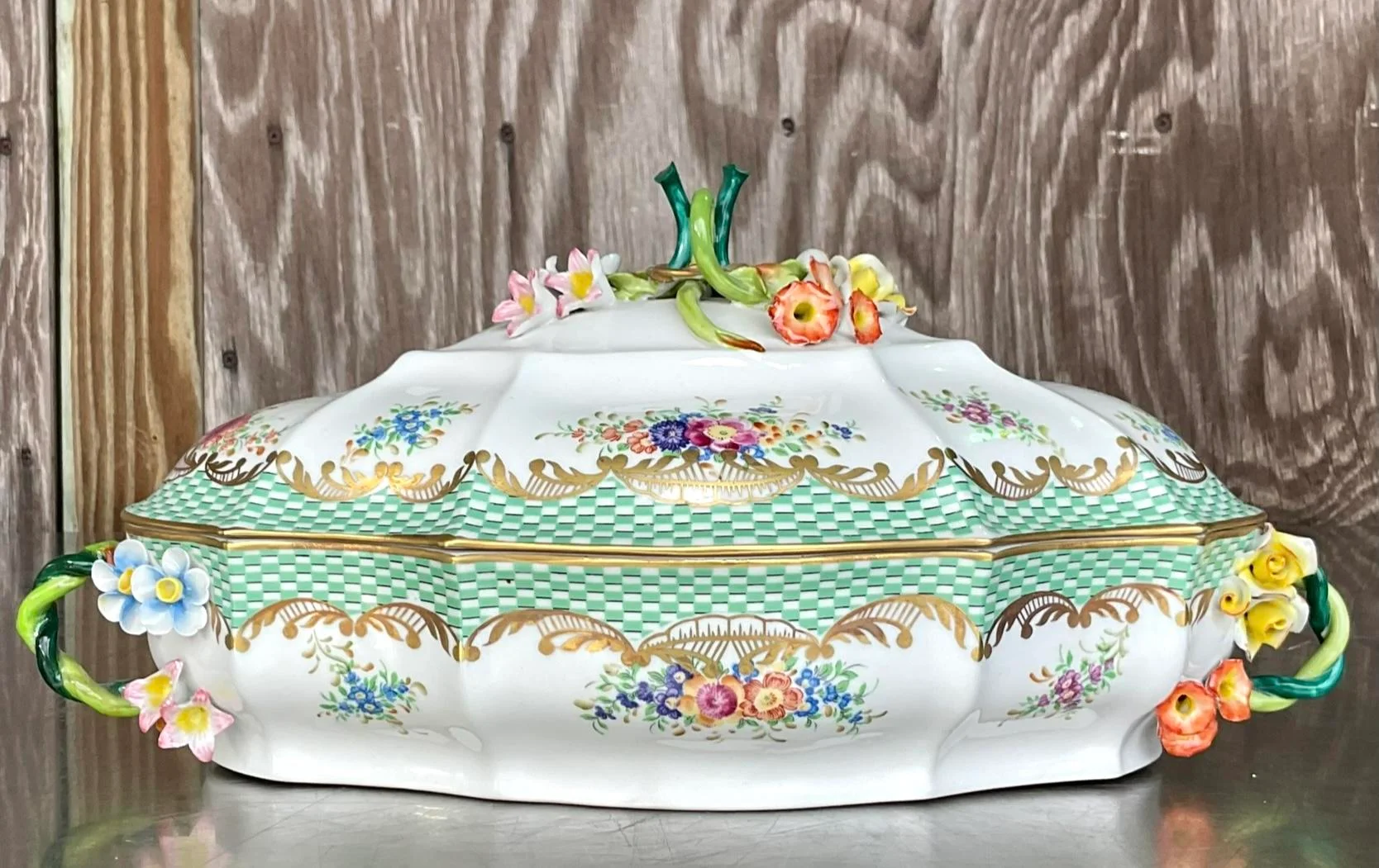 Vintage French Sevres Porcelain Serving Bowl - Side view
