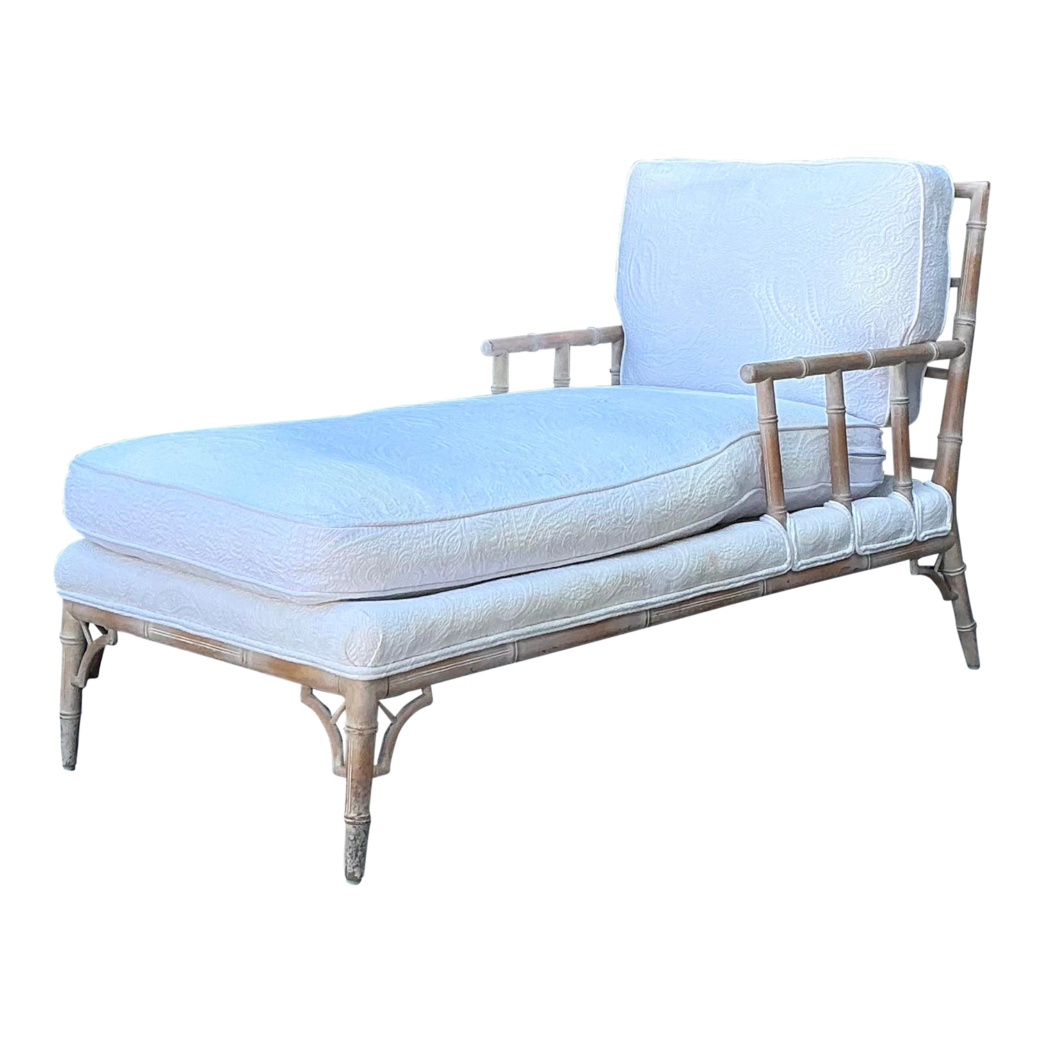 Vintage Fretwork Rattan Chaise Lounge - Detail view
