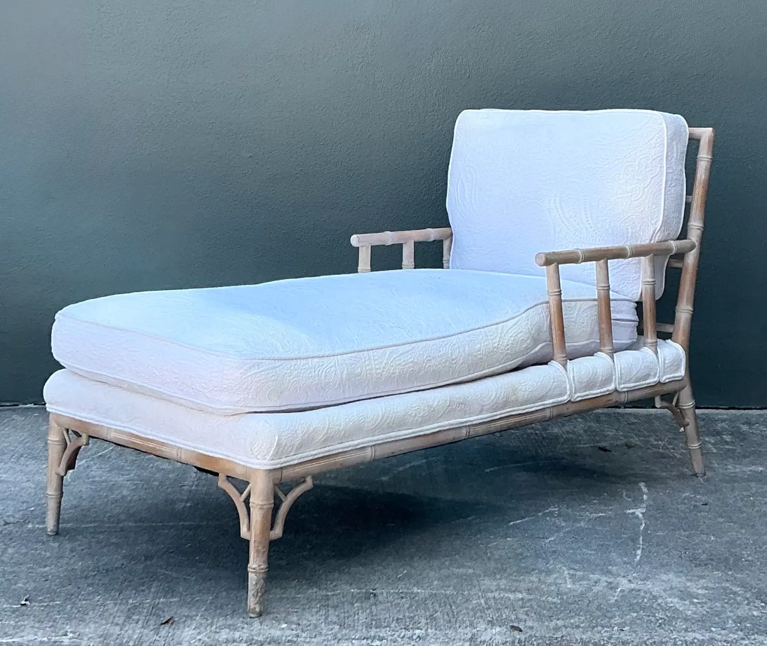 Vintage Fretwork Rattan Chaise Lounge - Top view