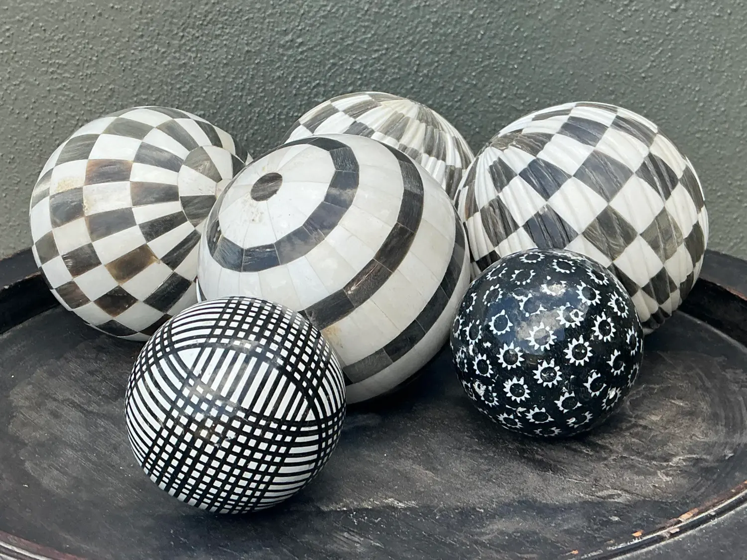 Vintage Geometric Assorted Spheres - Set of 6 - Back view
