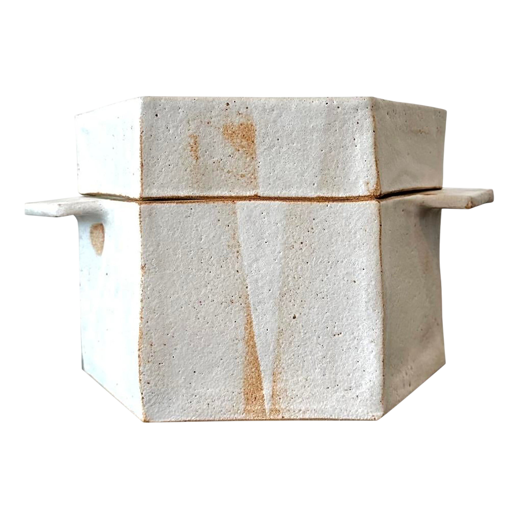 Vintage Geometric Ceramic Container With Lid