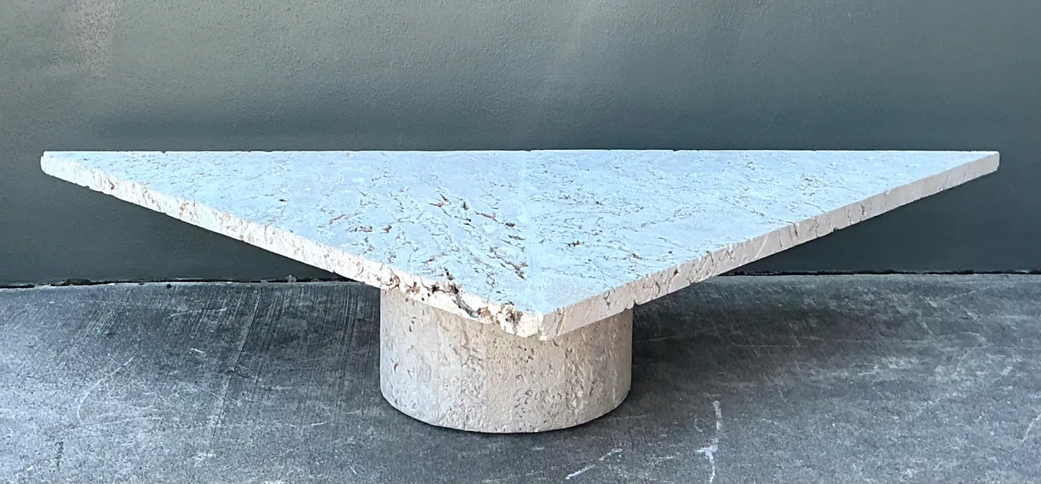Vintage Geometric Coquina Coffee Table - Side view