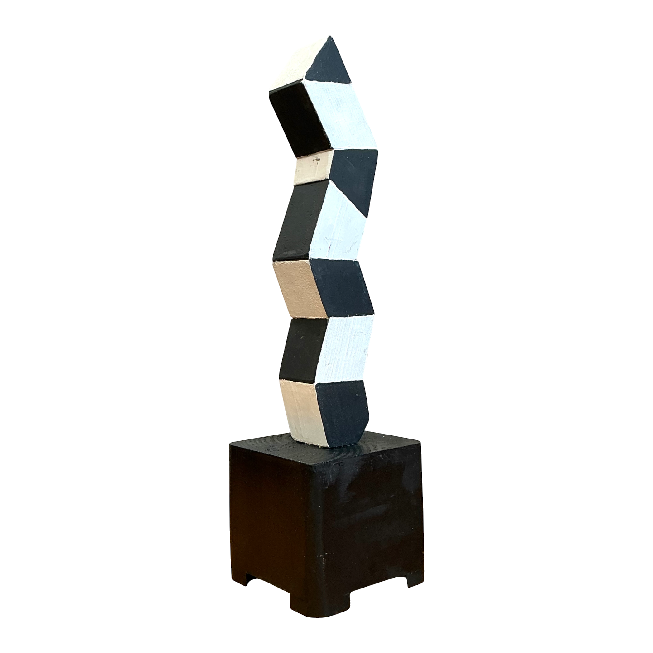 Vintage Geometric Wood Sculpture