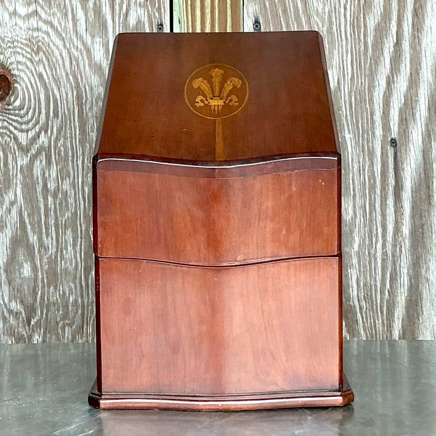 Vintage Georgian Inlaid Plume Knife Box - Back view