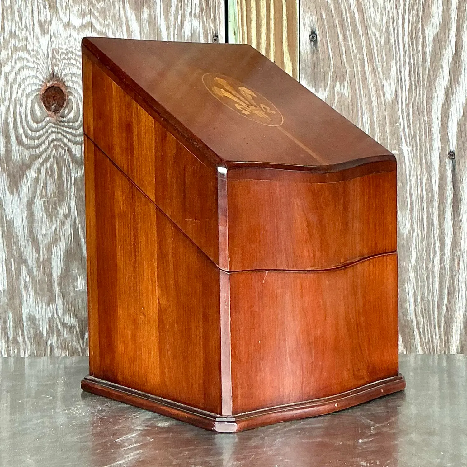Vintage Georgian Inlaid Plume Knife Box - Top view