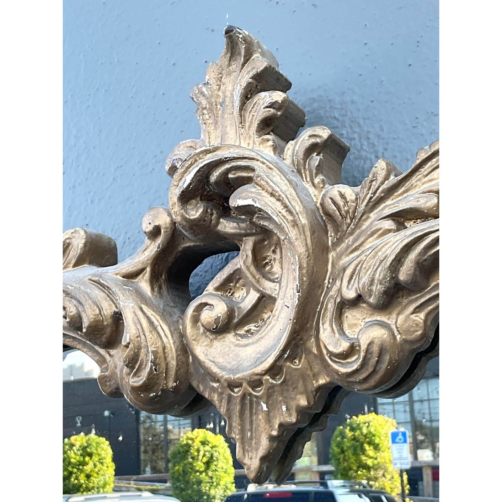 Vintage Gilt Carved Wood Mirror - Top view