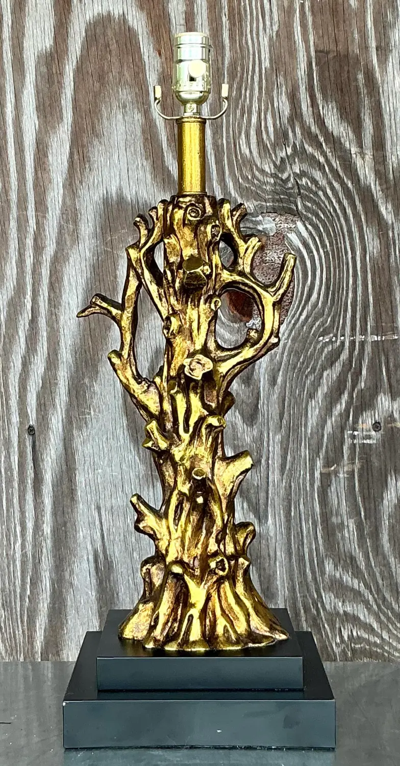 Vintage Gilt Coral Branch Lamp - Detail view