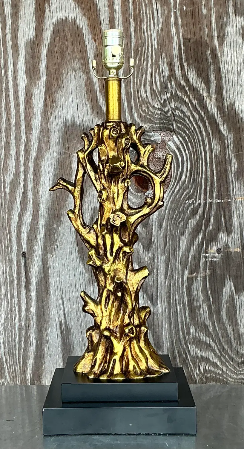 Vintage Gilt Coral Branch Lamp - Side view