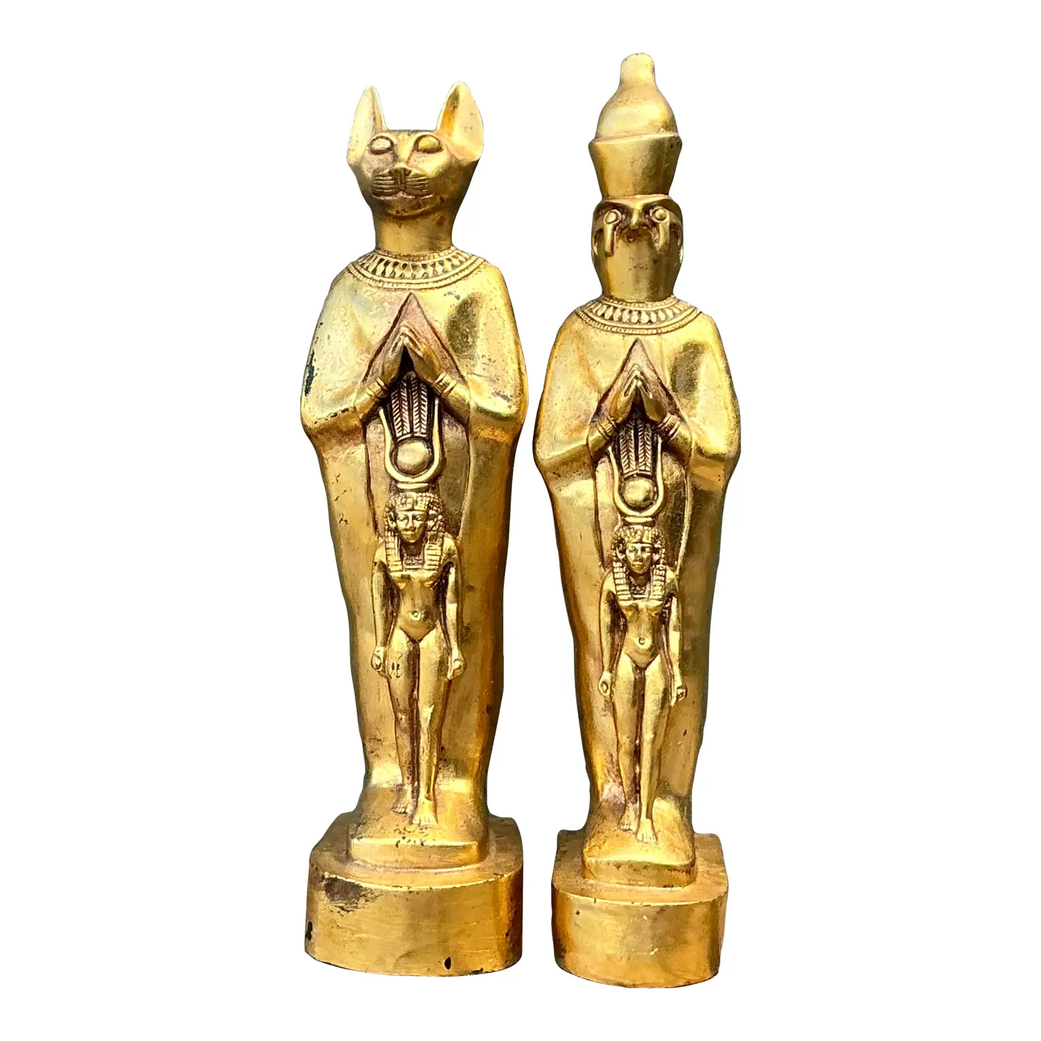 Vintage Gilt Egyptian Figurines - A Pair