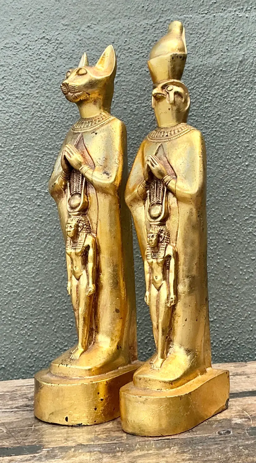 Vintage Gilt Egyptian Figurines - A Pair - Detail view