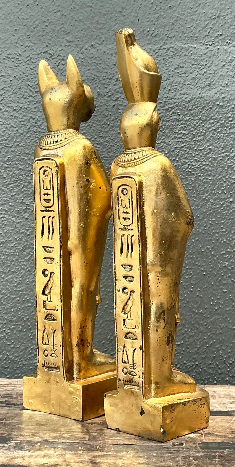 Vintage Gilt Egyptian Figurines - A Pair - Back view