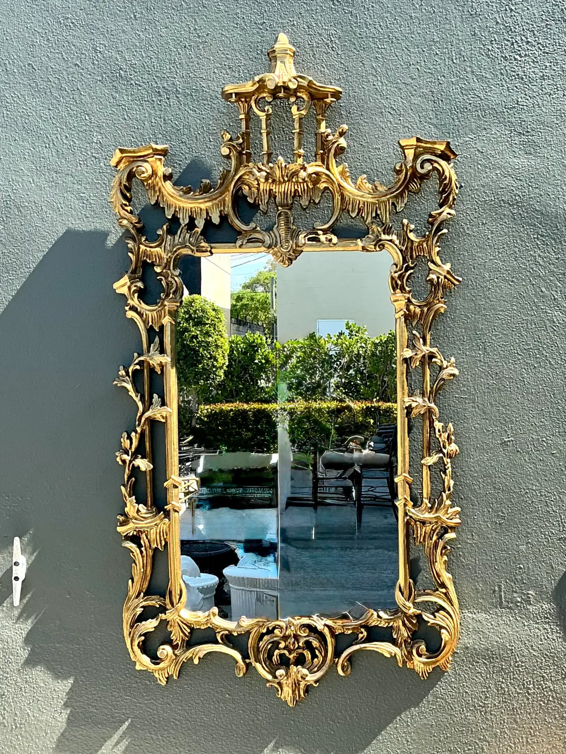Vintage Gilt Pagoda Mirror - Top view