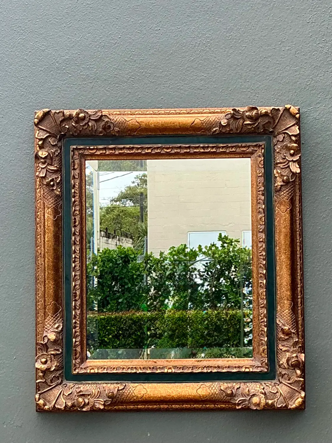 Vintage Gilt Tipped Beveled Mirror - Detail view