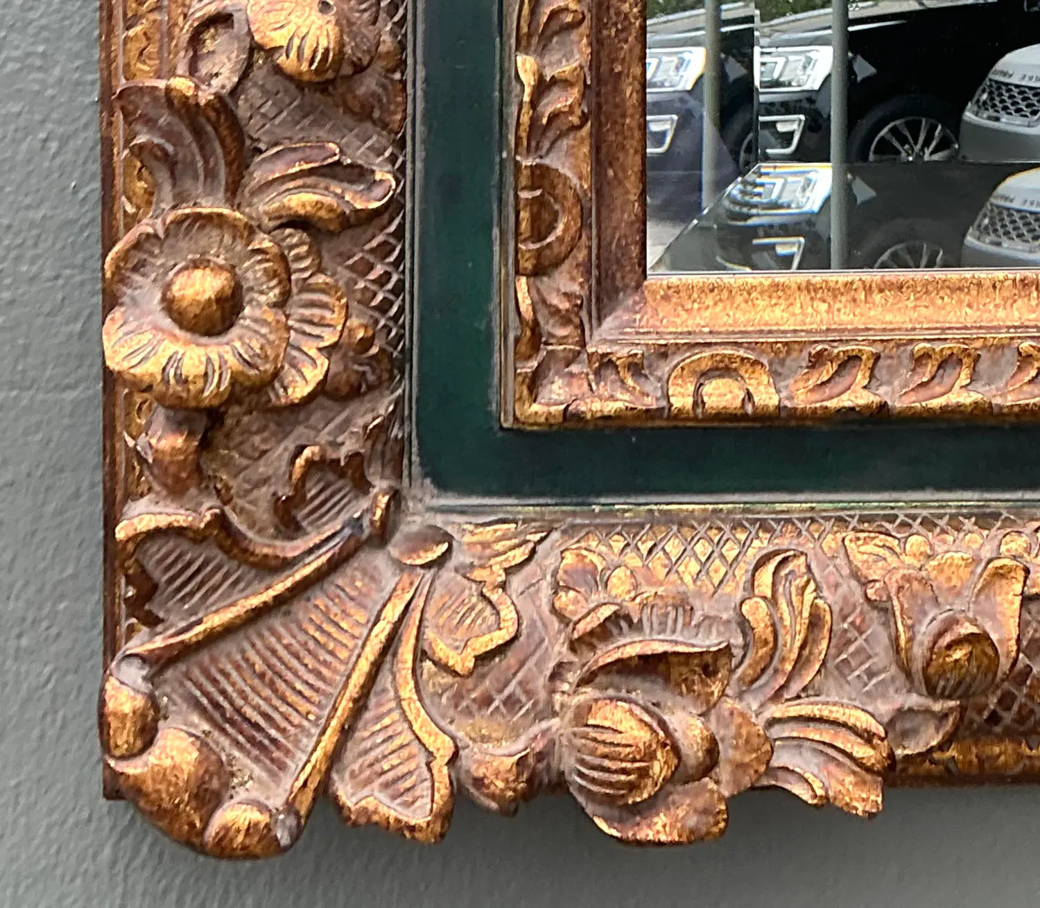 Vintage Gilt Tipped Beveled Mirror - Side view