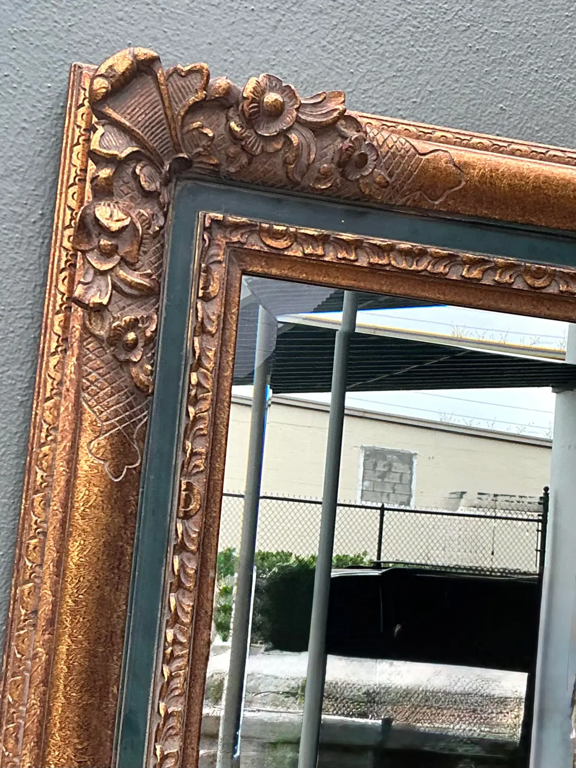 Vintage Gilt Tipped Beveled Mirror - Back view