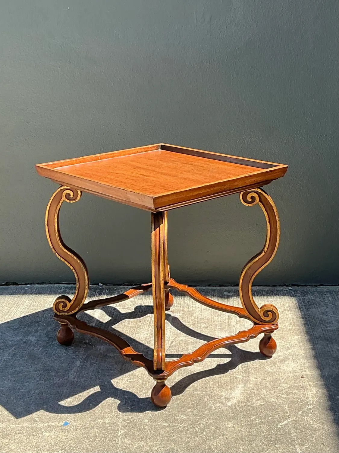 Vintage Gilt Tipped Side Table - Side view
