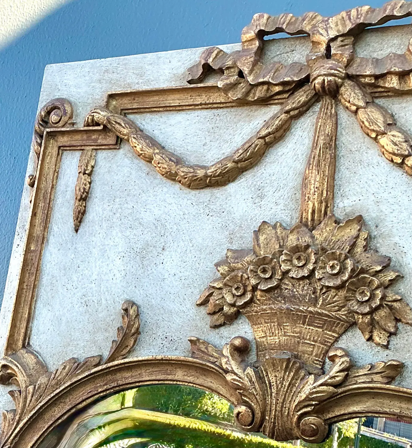 Vintage Gilt Tipped Trumeau Mirror - Top view