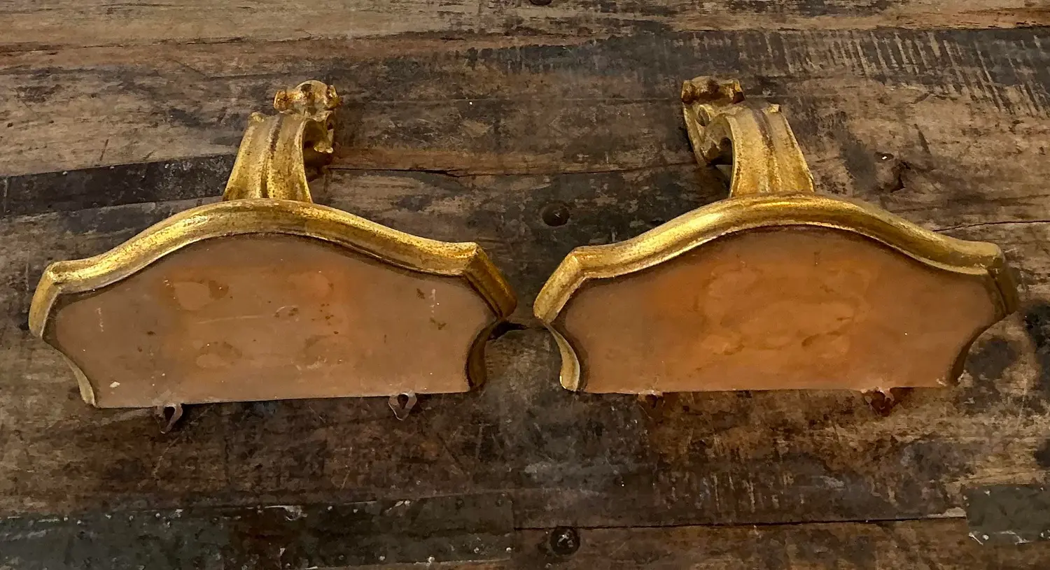 Vintage Gilt Tipped Wall Brackets - A Pair - Top view
