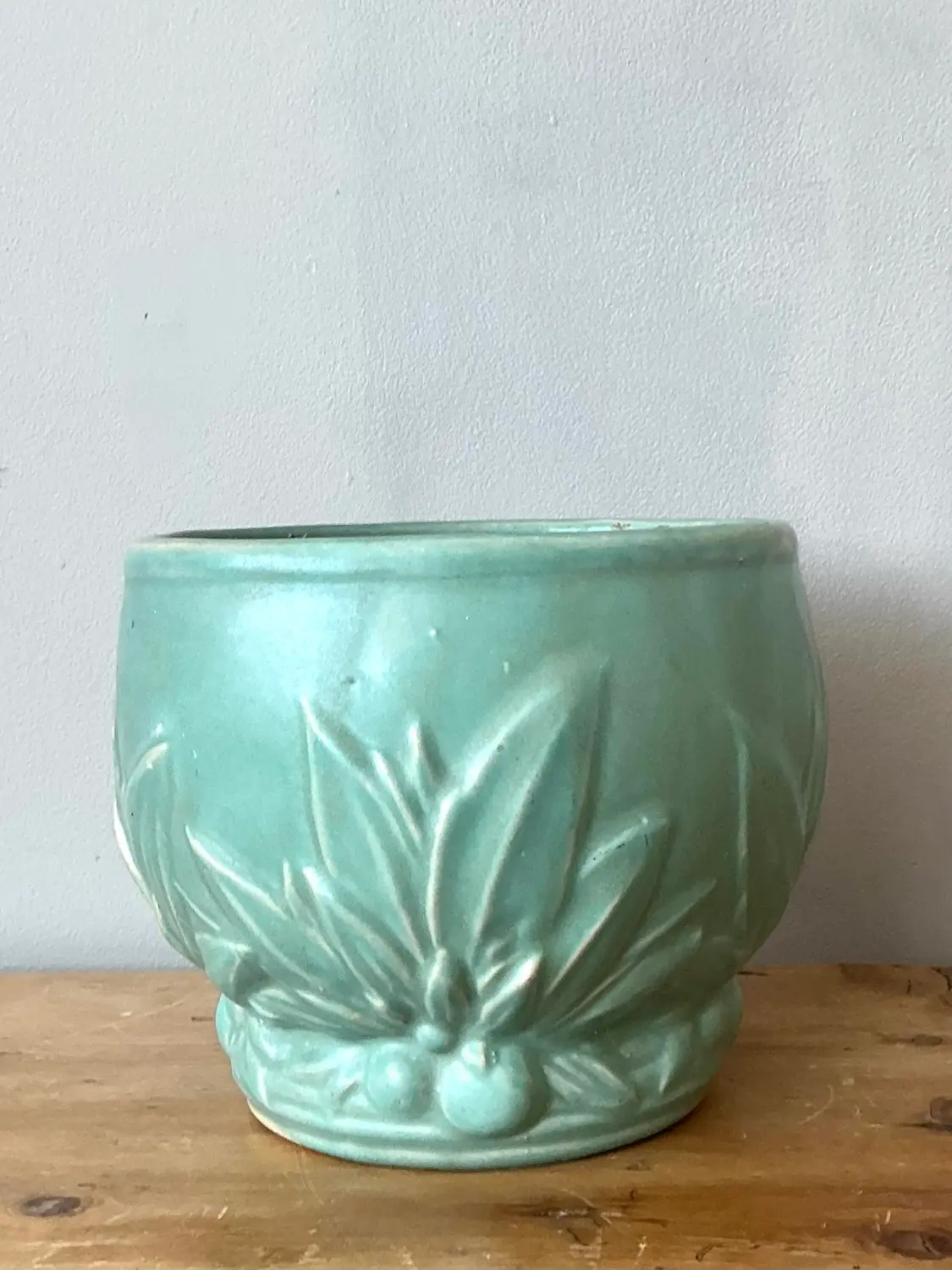 Vintage Glazed Ceramic Cache Pot After McCoy - Side view