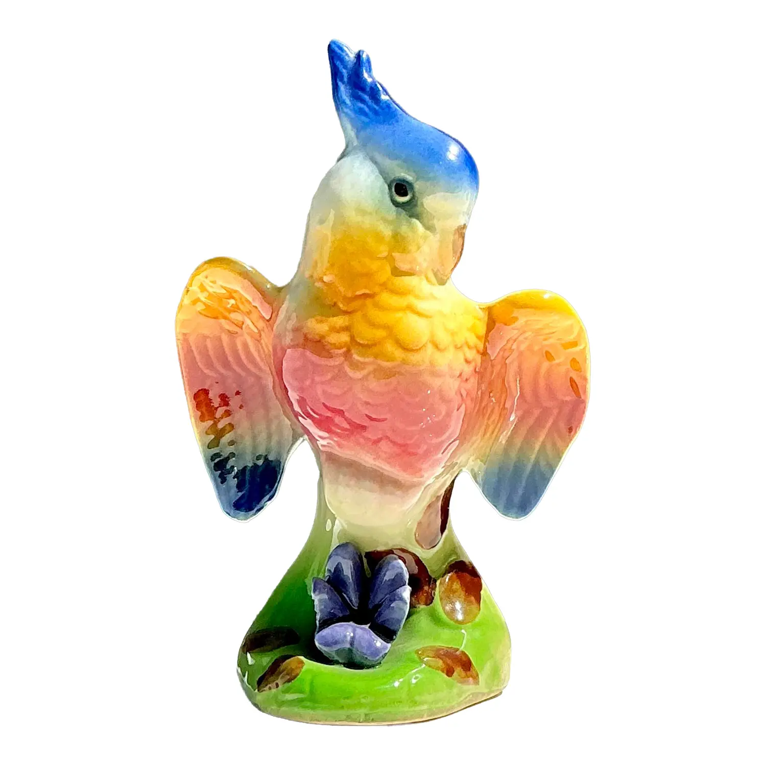 Vintage Glazed Ceramic Cockatoo