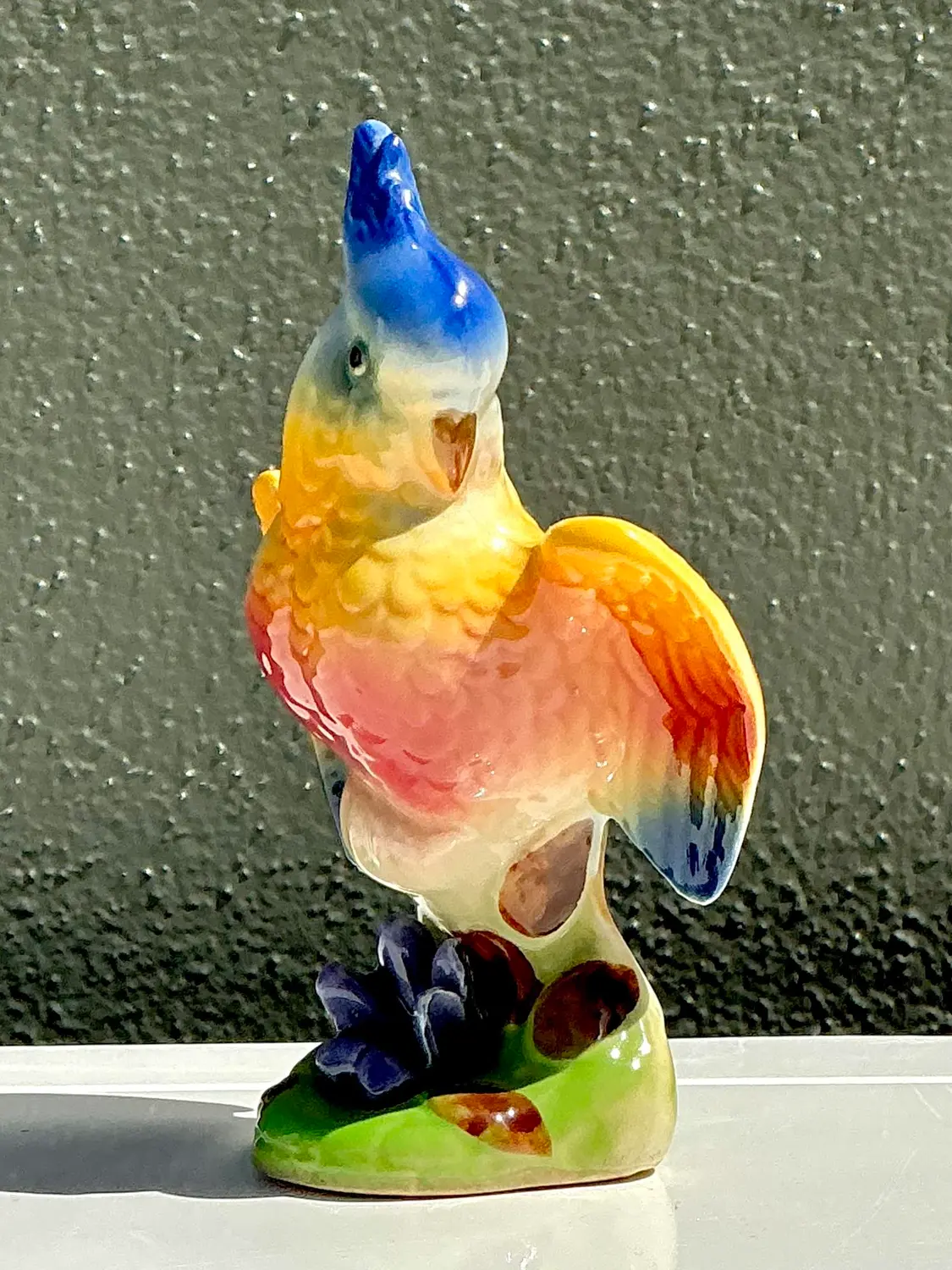 Vintage Glazed Ceramic Cockatoo - Back view
