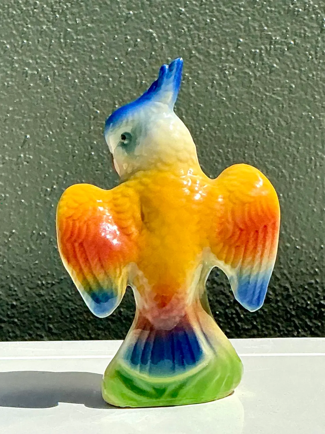 Vintage Glazed Ceramic Cockatoo - Side view