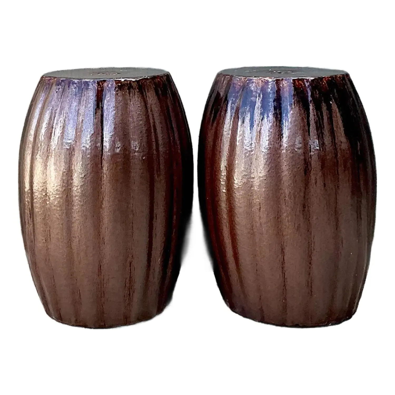 Vintage Glazed Ceramic Glazed Low Stools - A Pair