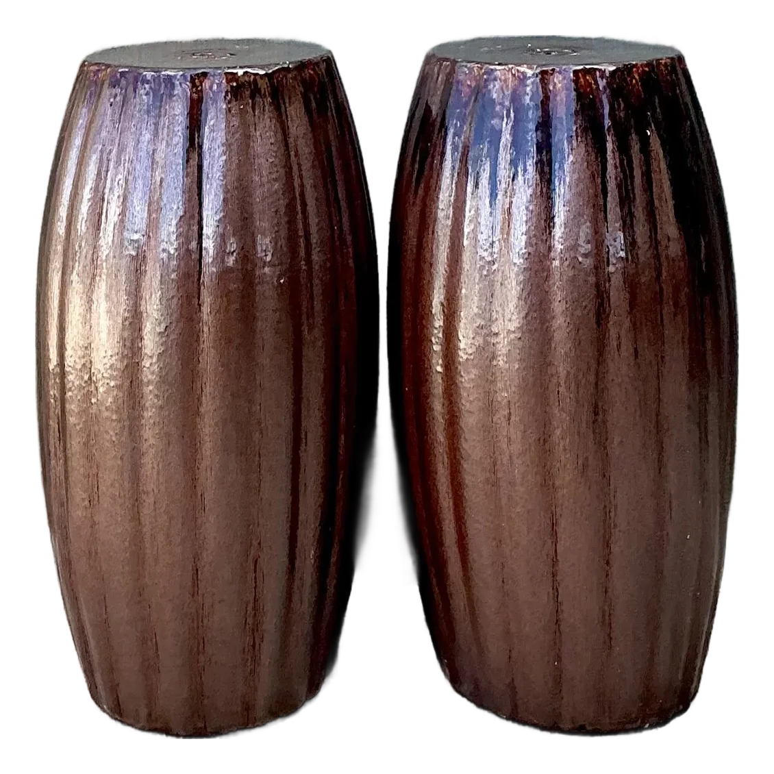 Vintage Glazed Ceramic Glazed Low Stools - A Pair - Detail view