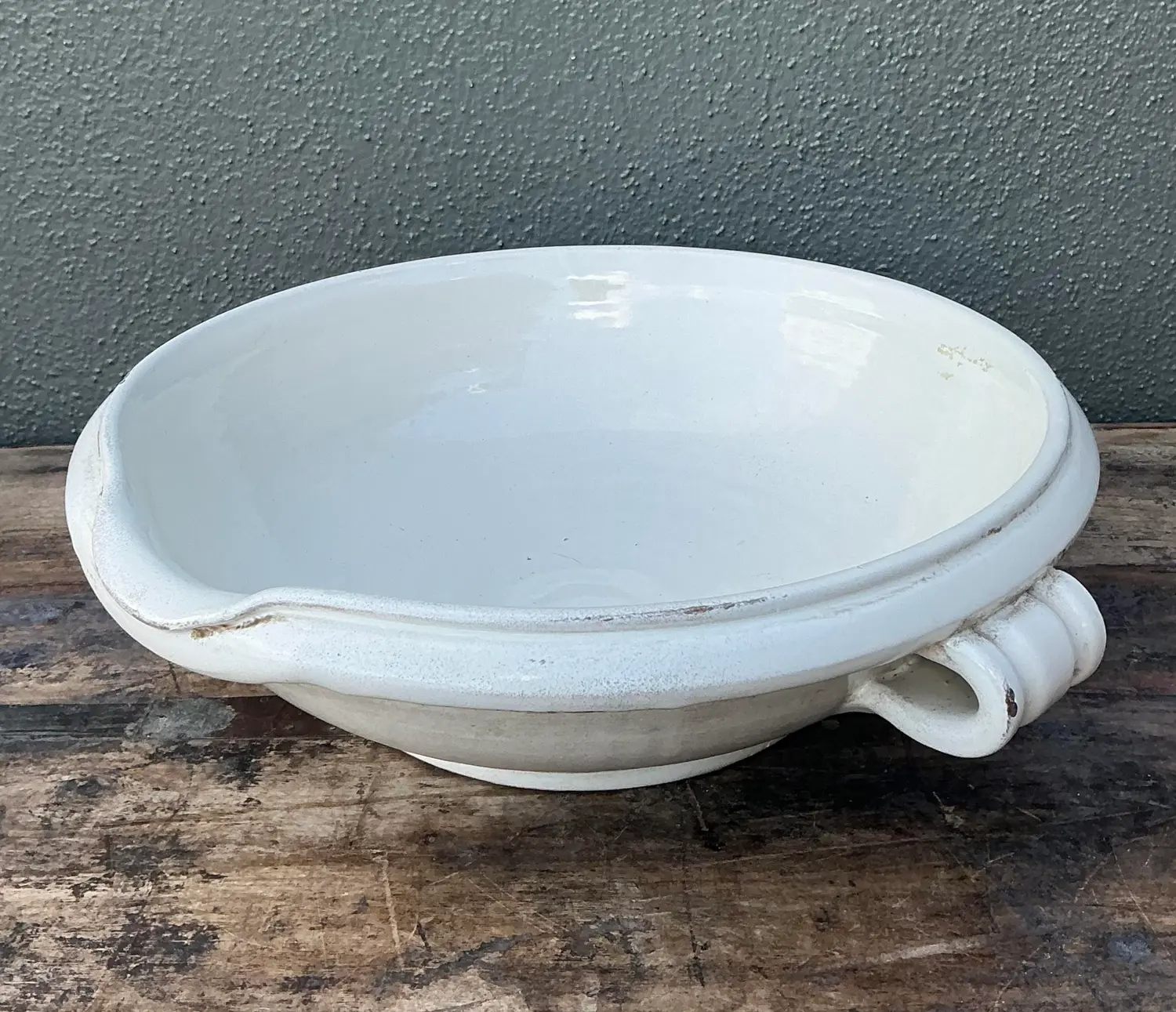 Vintage Glazed Ceramic Large Bowl - Detail view