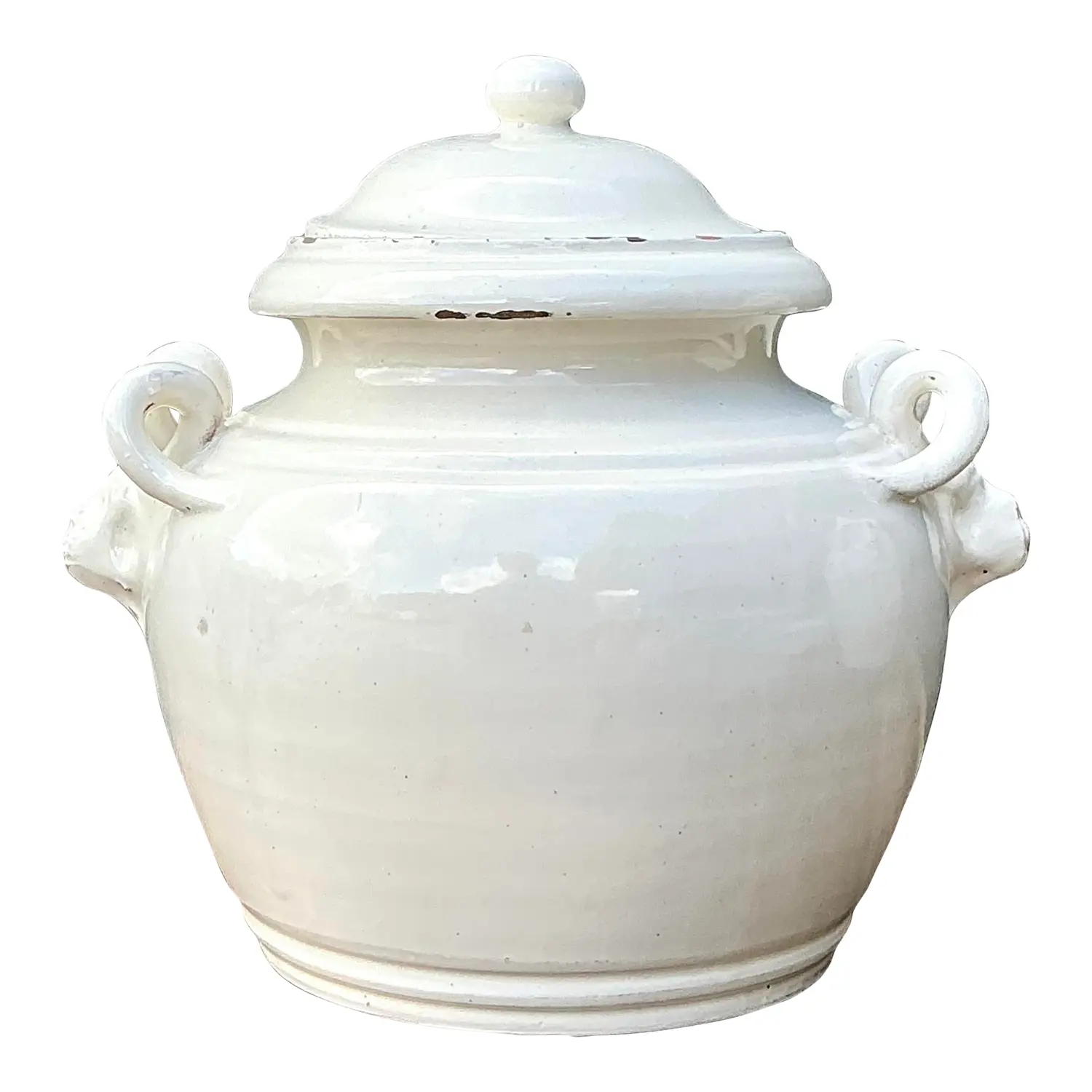 Vintage Glazed Ceramic Lidded Urn