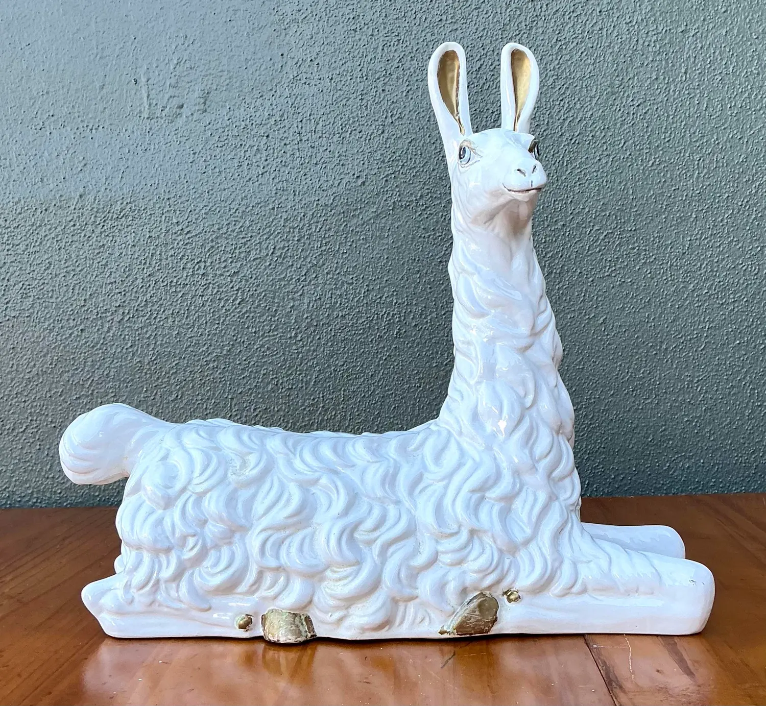 Vintage Glazed Ceramic Llama - Side view