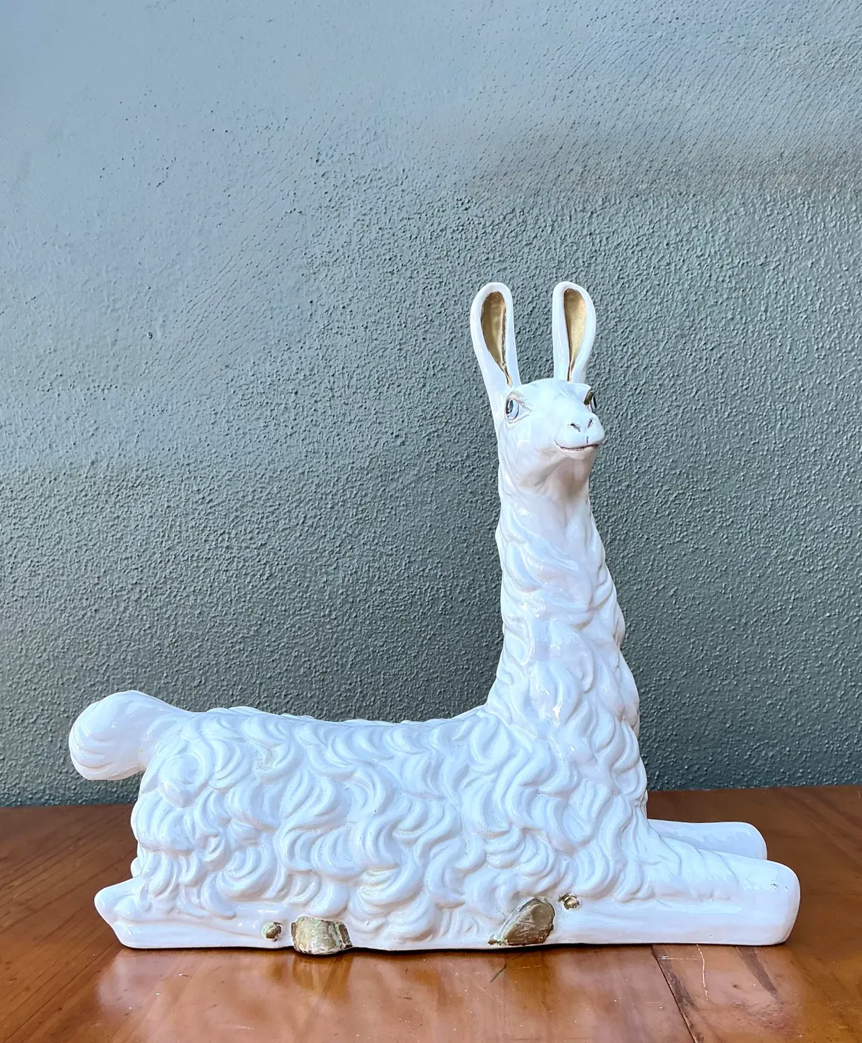 Vintage Glazed Ceramic Llama - Back view